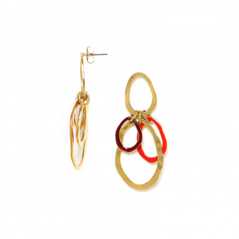 oval ring dangles post earrings (red) "Allegra"