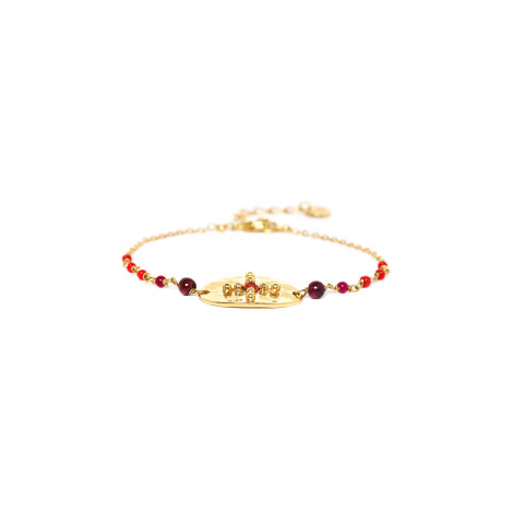 bracelet ajustable médaillon oval (rouge) "Allegra"