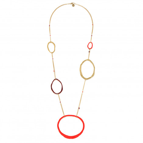 collier long 5 anneaux (rouge) "Allegra"