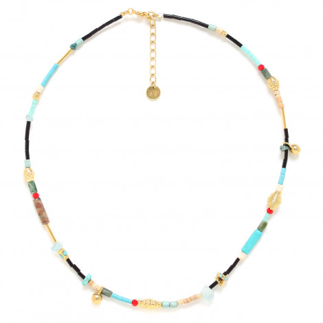 assorted beads short necklace "Margaux"