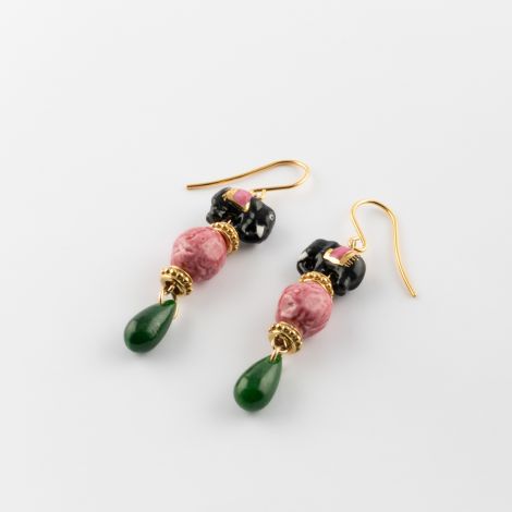Elepphant & jade earrings