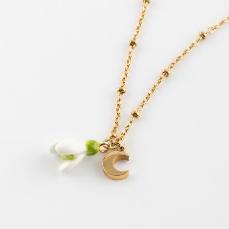 Snowdrop &moon necklace