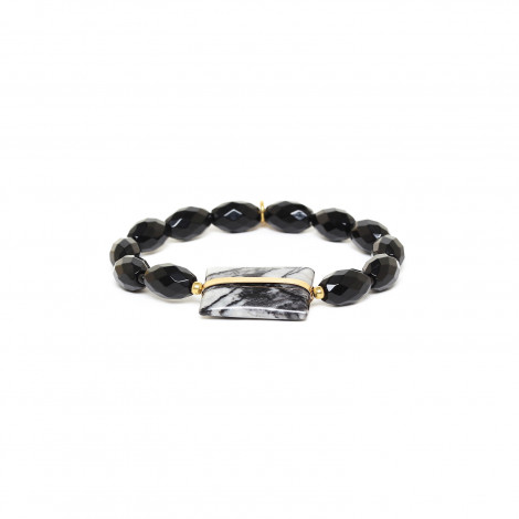 black agate stretch bracelet "Berlin"