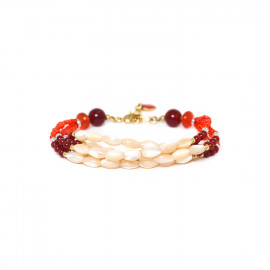bracelet ajustable multirangs "Caramel" - 
