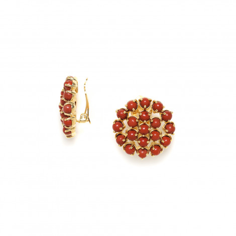red jasper clip earrings "Opera"