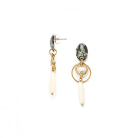 boucles d'oreilles poussoir anneaux & perle pendante "Ozaretta" - Nature Bijoux