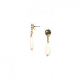 small post earrings with ecru drop "Ozaretta" - Nature Bijoux