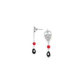 post earrings with black drop dangle "Wina" - Franck Herval