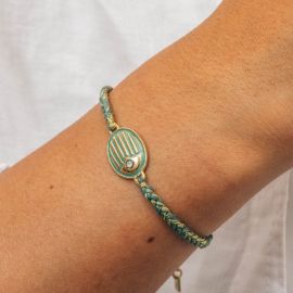 LUCKY braided "scrabee" bracelet(green) - Olivolga Bijoux