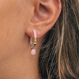 SERENITY boucles d'oreilles créoles roses - Olivolga Bijoux