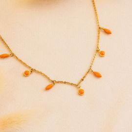 BERRY multi-dangle necklace(orange) - Olivolga Bijoux