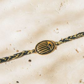 LUCKY braided "scrabee" bracelet(black) - Olivolga Bijoux