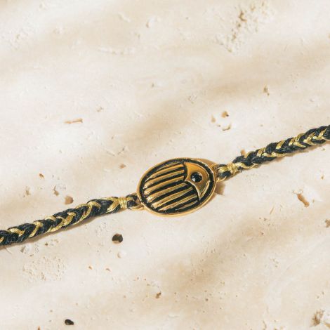 LUCKY bracelet scarabée ajustable cordon noir