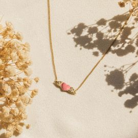 ANGEL HEART angel wings necklace (pink) - Olivolga Bijoux