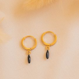 BERRY boucles d'oreilles mini créoles-noir - Olivolga Bijoux