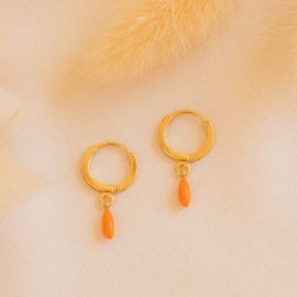 BERRY boucles d'oreilles mini créoles-orange - Olivolga Bijoux