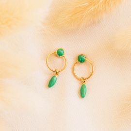 BERRY boucles d'oreilles poussoir anneau-vert - Olivolga Bijoux