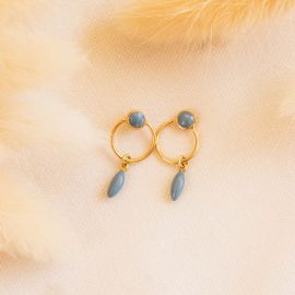 BERRY boucles d'oreilles poussoir anneau-bleu - Olivolga Bijoux
