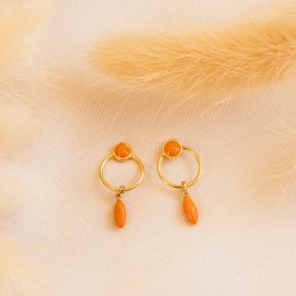 BERRY boucles d'oreilles poussoir anneau-orange - Olivolga Bijoux