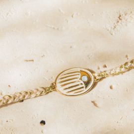LUCKY bracelet scarabée ajustable cordon écru - Olivolga Bijoux
