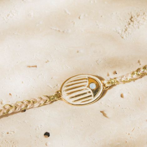 LUCKY bracelet scarabée ajustable cordon écru