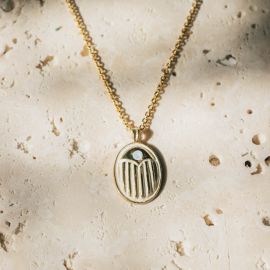 LUCKY collier pendentif scarabée écru - Olivolga Bijoux