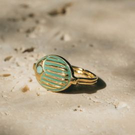 LUCKY "scarabee" ring(green) - Olivolga Bijoux