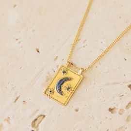 MOON collier pendentif lune bleue - Olivolga Bijoux