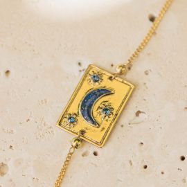 MOON bracelet ajustable lune bleue - Olivolga Bijoux