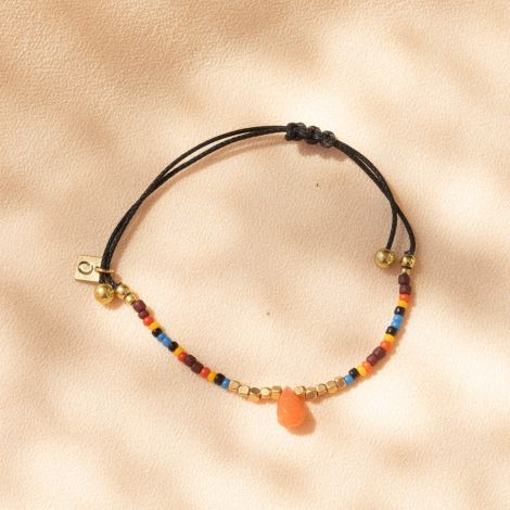 SERENITY bracelet macrame noir et orange
