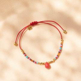 SERENITY macrame drop bracelet red - Olivolga Bijoux