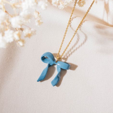 SUZY big ribbon necklace(blue)