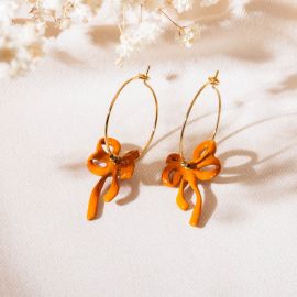 SUZY boucles d'oreilles créoles noeud / orange - Olivolga Bijoux