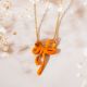 SUZY small ribbon necklace(orange) - Olivolga Bijoux