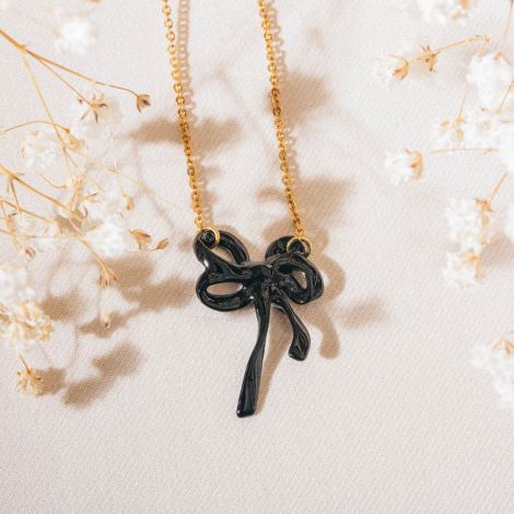 SUZY small ribbon necklace(black)