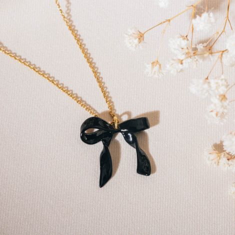 SUZY big ribbon necklace(black)