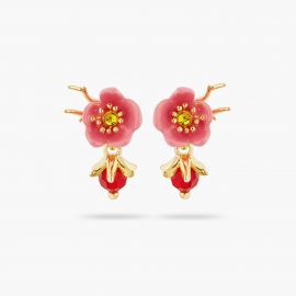 Boucles d'oreilles fleur de prunier et verre facetté Plumes d'Automne - Les Néréides