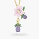 Collier pendentif aubergines et fleurs Potager des Merveilles - Les Néréides