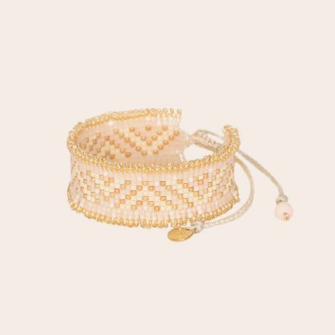 Bracelet MONTES perles or, beiges et blanches