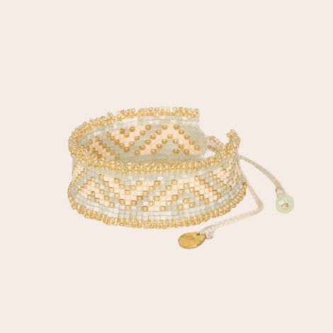 Bracelet MONTES perles or, beiges et menthe