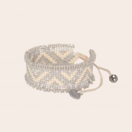 Bracelet MONTES perles argent et beiges - Mishky