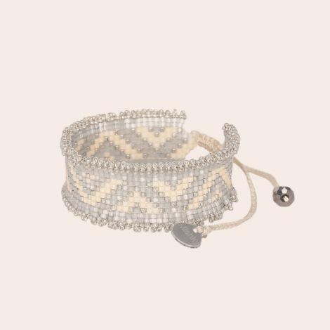 MONTES bracelet silver and beige beads
