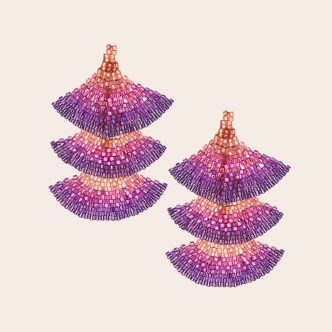 Boucles d'oreilles SEVILLANA perles roses et violettes