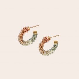 SWIFT earrings, copper and mint beads - Mishky