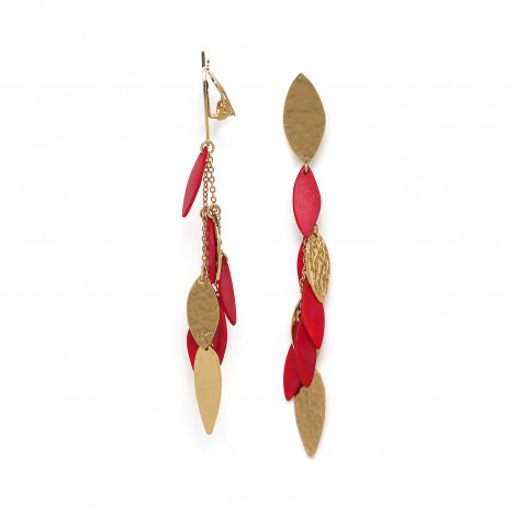 Cascade "eye" shape clip earrings(red) "Les radieuses"