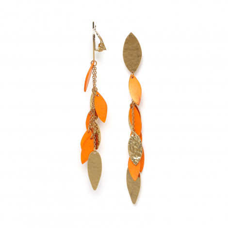Cascade "eye" shape clip earrings(orange) "Les radieuses"