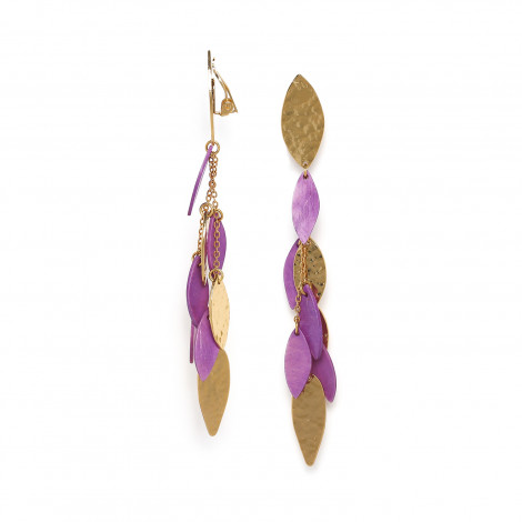 Cascade "eye" shape clip earrings(violet) "Les radieuses"