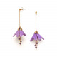 CLOCHETTE boucles d'oreilles poussoir fleur de coco pendantes violettes "Les radieuses" - Franck Herval