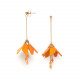 CLOCHETTE boucles d'oreilles poussoir fleur de coco pendantes oranges "Les radieuses" - Franck Herval
