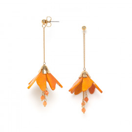 CLOCHETTE small ball post earrings flower(orange) "Les radieuses" - Franck Herval